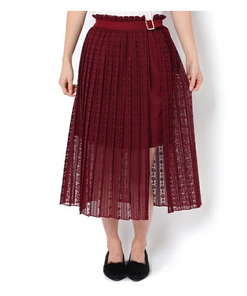 PAGEBOY（ページボーイ）の「コクーンスカート×レースプリーツ巻きスカートセット（スカート・レディース・オフホワイト/ブラック/ダークレッド）」の3枚目の写真