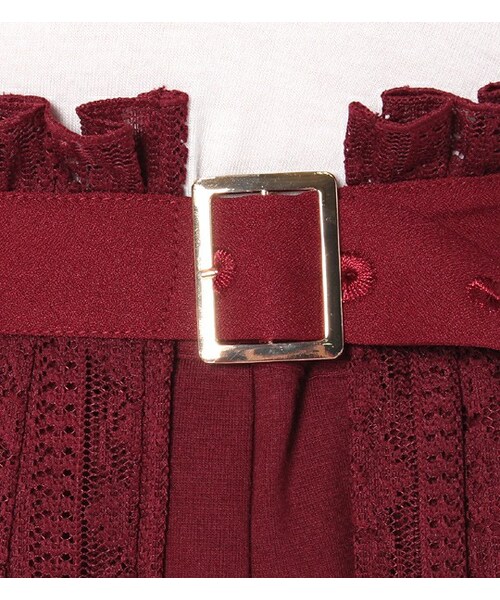 PAGEBOY（ページボーイ）の「コクーンスカート×レースプリーツ巻きスカートセット（スカート・レディース・オフホワイト/ブラック/ダークレッド）」の8枚目の写真