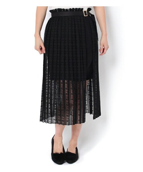 PAGEBOY（ページボーイ）の「コクーンスカート×レースプリーツ巻きスカートセット（スカート・レディース・オフホワイト/ブラック/ダークレッド）」の2枚目の写真