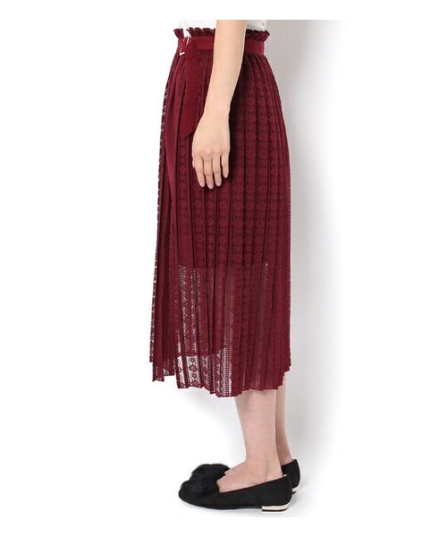 PAGEBOY（ページボーイ）の「コクーンスカート×レースプリーツ巻きスカートセット（スカート・レディース・オフホワイト/ブラック/ダークレッド）」の5枚目の写真