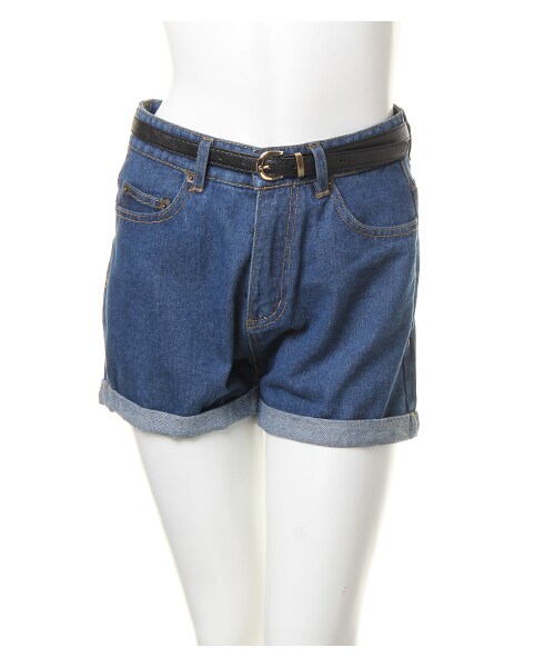 INGNI（イング）の「ベルト付ショーパン（パンツ・レディース・ｸﾛ/ｲﾝﾃﾞｨｺﾞ/ﾃﾞﾆﾑ/ｺﾝ・M）」の12枚目の写真