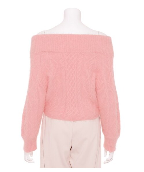 SNIDEL（スナイデル）の「ファーライクオフショルニットプルオーバー（ニット・レディース・WHT/PNK/NVY・F）」の6枚目の写真