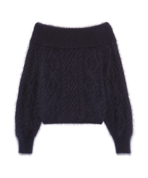 SNIDEL（スナイデル）の「ファーライクオフショルニットプルオーバー（ニット・レディース・WHT/PNK/NVY・F）」の3枚目の写真