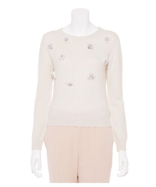 SNIDEL（スナイデル）の「ビジューファーライクプルオーバー（プルオーバー・レディース・IVR/SAX/NVY・F）」の5枚目の写真