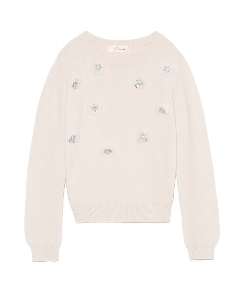 SNIDEL（スナイデル）の「ビジューファーライクプルオーバー（プルオーバー・レディース・IVR/SAX/NVY・F）」の4枚目の写真