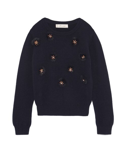 SNIDEL（スナイデル）の「ビジューファーライクプルオーバー（プルオーバー・レディース・IVR/SAX/NVY・F）」の3枚目の写真