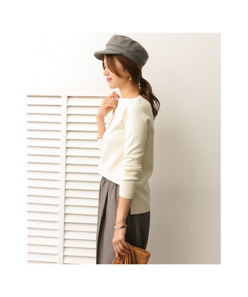 URBAN RESEARCH DOORS（アーバンリサーチドアーズ）の「ストレッチミラノリブボートプルオーバー（トップス・レディース・OFF/BLACK/BORDEAUX/GRAY・one）」の13枚目の写真