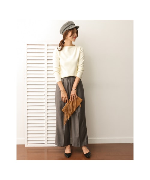 URBAN RESEARCH DOORS（アーバンリサーチドアーズ）の「ストレッチミラノリブボートプルオーバー（トップス・レディース・OFF/BLACK/BORDEAUX/GRAY・one）」の11枚目の写真