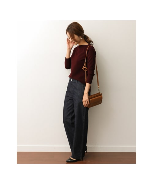 URBAN RESEARCH DOORS（アーバンリサーチドアーズ）の「ストレッチミラノリブボートプルオーバー（トップス・レディース・OFF/BLACK/BORDEAUX/GRAY・one）」の5枚目の写真