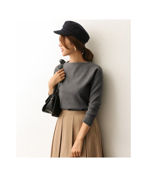 URBAN RESEARCH DOORS（アーバンリサーチドアーズ）の「ストレッチミラノリブボートプルオーバー（トップス・レディース・OFF/BLACK/BORDEAUX/GRAY・one）」の16枚目の写真