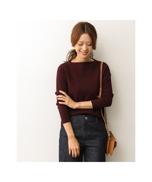 URBAN RESEARCH DOORS（アーバンリサーチドアーズ）の「ストレッチミラノリブボートプルオーバー（トップス・レディース・OFF/BLACK/BORDEAUX/GRAY・one）」の6枚目の写真