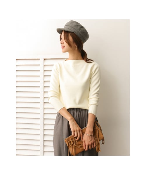 URBAN RESEARCH DOORS（アーバンリサーチドアーズ）の「ストレッチミラノリブボートプルオーバー（トップス・レディース・OFF/BLACK/BORDEAUX/GRAY・one）」の12枚目の写真