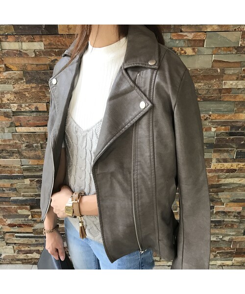 copine（コピン）の「再入荷!合皮ダブルライダースジャケット(2color）（ライダースジャケット・レディース・その他）」の10枚目の写真