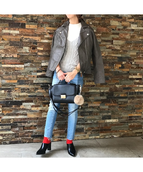 copine（コピン）の「再入荷!合皮ダブルライダースジャケット(2color）（ライダースジャケット・レディース・その他）」の3枚目の写真