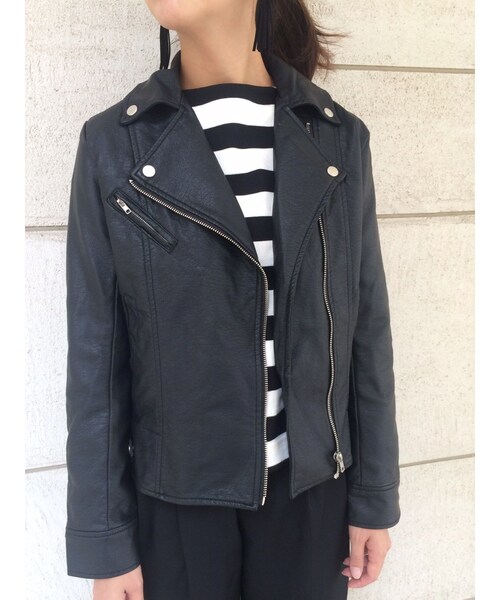 copine（コピン）の「再入荷!合皮ダブルライダースジャケット(2color）（ライダースジャケット・レディース・その他）」の2枚目の写真
