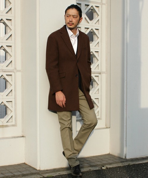 MEN'S BIGI(メンズビギ)の「【渡部篤郎さん着用 メンズクラブ12月号 掲載商品】チェスターコート/ワッフルクロス(チェスターコート・メンズ・ブラウン/ネイビー・SS/S/M/L)」の7枚目の写真