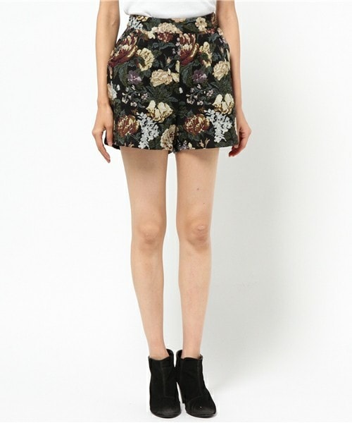 フラワー柄ゴブランパンツ レディース 古着 Liz claiborne 花 フラワー ダマスク柄