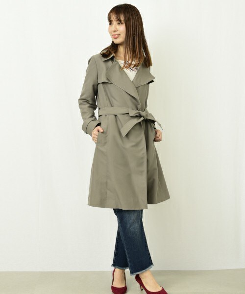 actuel（アクチュエル）の「リヨセルタッチテロンチコート（トレンチコート・レディース・カーキ/キャメル・FREE）」の2枚目の写真
