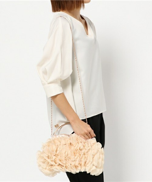 INTERPLANET WINGS(インタープラネットウィング)の「フリルフラワーパーティバッグ(ハンドバッグ・レディース・ブラック/ベージュ・フリー)」の12枚目の写真