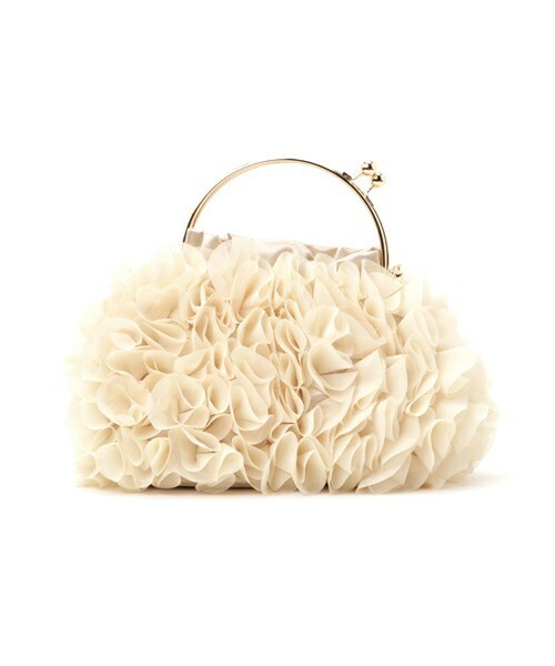 INTERPLANET WINGS(インタープラネットウィング)の「フリルフラワーパーティバッグ(ハンドバッグ・レディース・ブラック/ベージュ・フリー)」の2枚目の写真