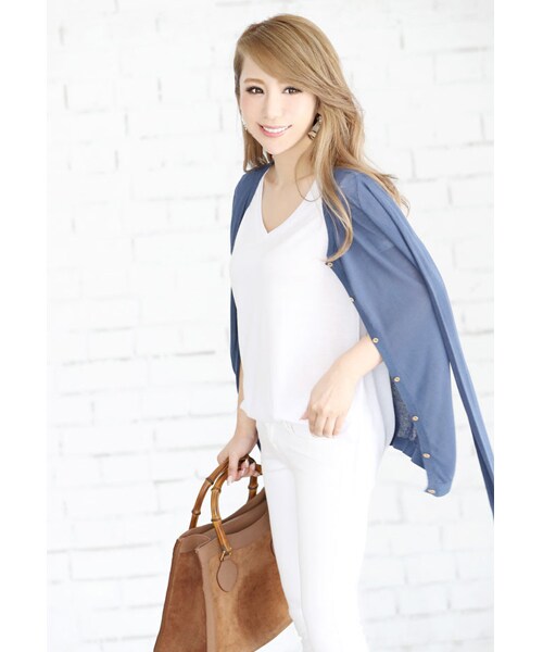 MOERY（モエリー）の「MOERY ORIGINAL（モエリーオリジナル）裾スリットスキニーパンツ（デニムパンツ・レディース・ブラック/ホワイト/インディゴデニム/ブルーグレー・S/M/L）」の6枚目の写真