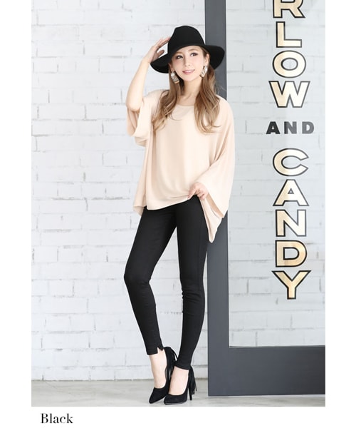 MOERY（モエリー）の「MOERY ORIGINAL（モエリーオリジナル）裾スリットスキニーパンツ（デニムパンツ・レディース・ブラック/ホワイト/インディゴデニム/ブルーグレー・S/M/L）」の9枚目の写真