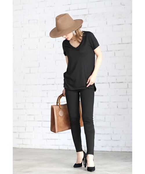 MOERY（モエリー）の「MOERY ORIGINAL（モエリーオリジナル）裾スリットスキニーパンツ（デニムパンツ・レディース・ブラック/ホワイト/インディゴデニム/ブルーグレー・S/M/L）」の10枚目の写真