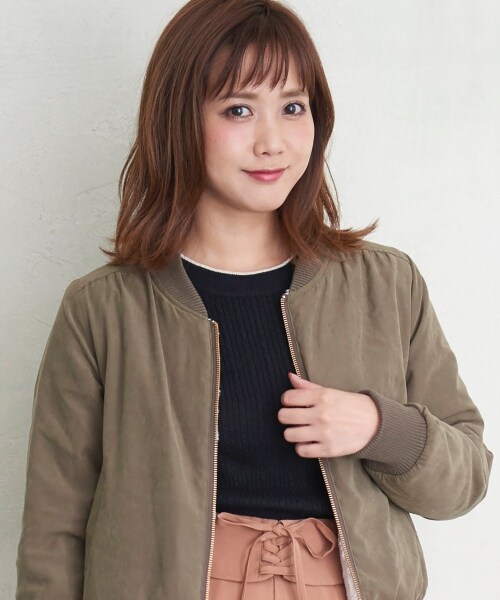 MAJESTIC LEGON（マジェスティックレゴン）の「リバーシブルリブブルゾン（ジャケット/アウター・レディース・アイボリー/カーキグリーン/ブラック・S(7号)/M(9号)）」の9枚目の写真