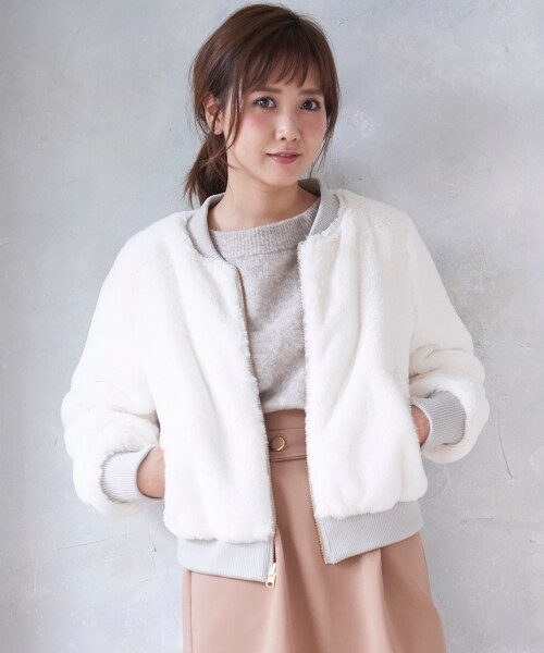 MAJESTIC LEGON（マジェスティックレゴン）の「リバーシブルリブブルゾン（ジャケット/アウター・レディース・アイボリー/カーキグリーン/ブラック・S(7号)/M(9号)）」の3枚目の写真