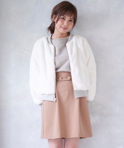 MAJESTIC LEGON（マジェスティックレゴン）の「リバーシブルリブブルゾン（ジャケット/アウター・レディース・アイボリー/カーキグリーン/ブラック・S(7号)/M(9号)）」の4枚目の写真