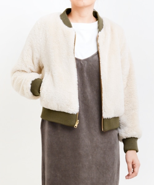 MAJESTIC LEGON（マジェスティックレゴン）の「リバーシブルリブブルゾン（ジャケット/アウター・レディース・アイボリー/カーキグリーン/ブラック・S(7号)/M(9号)）」の21枚目の写真