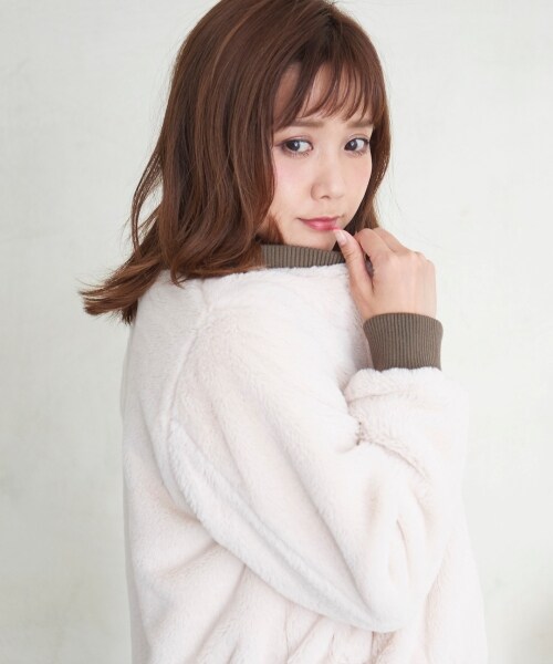 MAJESTIC LEGON（マジェスティックレゴン）の「リバーシブルリブブルゾン（ジャケット/アウター・レディース・アイボリー/カーキグリーン/ブラック・S(7号)/M(9号)）」の6枚目の写真