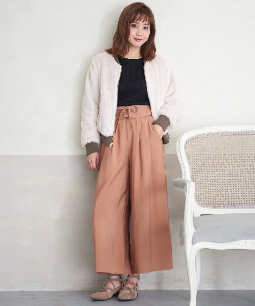 MAJESTIC LEGON（マジェスティックレゴン）の「リバーシブルリブブルゾン（ジャケット/アウター・レディース・アイボリー/カーキグリーン/ブラック・S(7号)/M(9号)）」の8枚目の写真