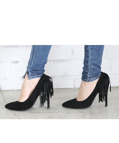 Rocotta by MOERY(ロコッタ)の「Rocotta(ロコッタ) 本革フリンジパンプス(パンプス・レディース・ブラック/グレー/ベージュ/ブラウン・S(約22.5cm相当)/M(約23.5cm相当)/L(約24.5cm相当))」の7枚目の写真