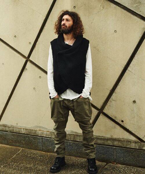 VIRGOwearworks（ヴァルゴウェアワークス）の「HONEYCOMB KNIT VEST ニットベスト（トップス・メンズ・BEIGE/BLACK・2/3/4）」の5枚目の写真