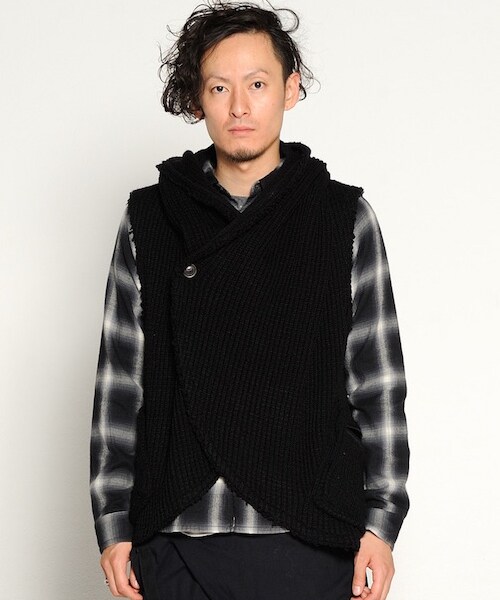 VIRGOwearworks（ヴァルゴウェアワークス）の「HONEYCOMB KNIT VEST ニットベスト（トップス・メンズ・BEIGE/BLACK・2/3/4）」の7枚目の写真