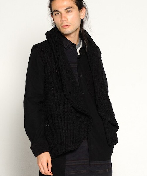 VIRGOwearworks（ヴァルゴウェアワークス）の「HONEYCOMB KNIT VEST ニットベスト（トップス・メンズ・BEIGE/BLACK・2/3/4）」の2枚目の写真