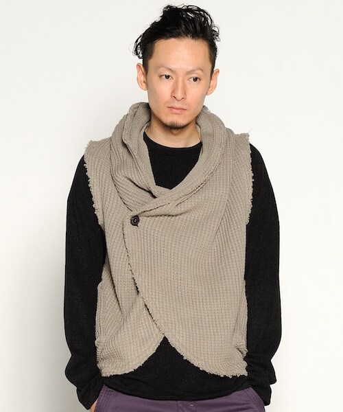 VIRGOwearworks（ヴァルゴウェアワークス）の「HONEYCOMB KNIT VEST ニットベスト（トップス・メンズ・BEIGE/BLACK・2/3/4）」の6枚目の写真