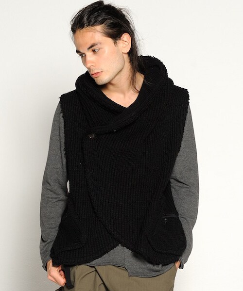 VIRGOwearworks（ヴァルゴウェアワークス）の「HONEYCOMB KNIT VEST ニットベスト（トップス・メンズ・BEIGE/BLACK・2/3/4）」の3枚目の写真
