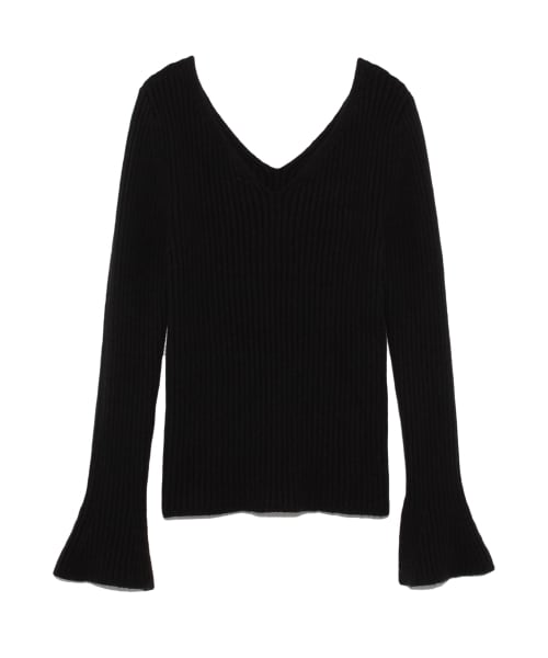 LILY BROWN(リリーブラウン)の「ベルスリーブVネックプルオーバー(ニット・レディース・PNK/RED/BLK・F)」の3枚目の写真