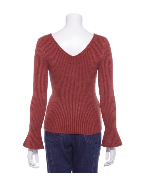 LILY BROWN(リリーブラウン)の「ベルスリーブVネックプルオーバー(ニット・レディース・PNK/RED/BLK・F)」の6枚目の写真