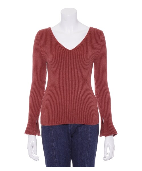 LILY BROWN(リリーブラウン)の「ベルスリーブVネックプルオーバー(ニット・レディース・PNK/RED/BLK・F)」の5枚目の写真