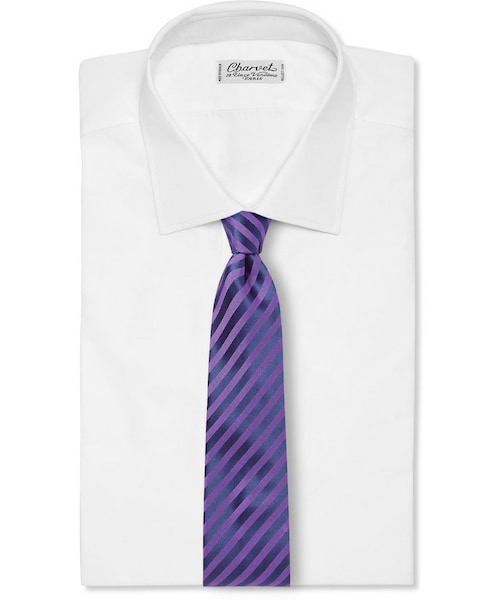 Charvet （シャルベ）の「Charvet 8cm Striped Silk-Jacquard Tie