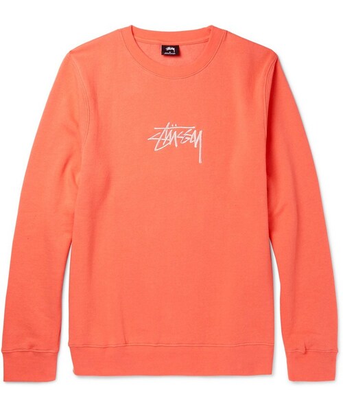 STUSSY(ステューシー)の「Stüssy Embroidered Fleece-Back Cotton-Blend Jersey Sweatshirt(スウェット・メンズ・Orange・S/M/L/XL/XXL)」の1枚目の写真