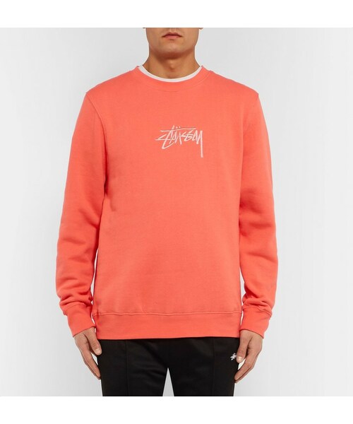 STUSSY(ステューシー)の「Stüssy Embroidered Fleece-Back Cotton-Blend Jersey Sweatshirt(スウェット・メンズ・Orange・S/M/L/XL/XXL)」の5枚目の写真