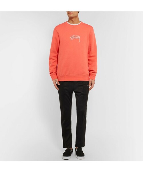 STUSSY(ステューシー)の「Stüssy Embroidered Fleece-Back Cotton-Blend Jersey Sweatshirt(スウェット・メンズ・Orange・S/M/L/XL/XXL)」の2枚目の写真