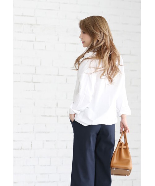 Rocotta by MOERY（ロコッタ）の「Rocotta(ロコッタ) ドロップショルダーブラウス（シャツ/ブラウス・レディース・ホワイト/ベージュ/ブルー/ストライプ・FREE）」の7枚目の写真