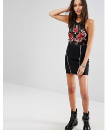 Missguided | Missguided Zip Front Mini Denim Skirt(スカート)