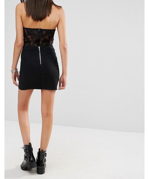 Missguidedの「Missguided Zip Front Mini Denim Skirt（スカート・レディース・Black・US 10/US 2/US 8/US 4/US 6）」の4枚目の写真