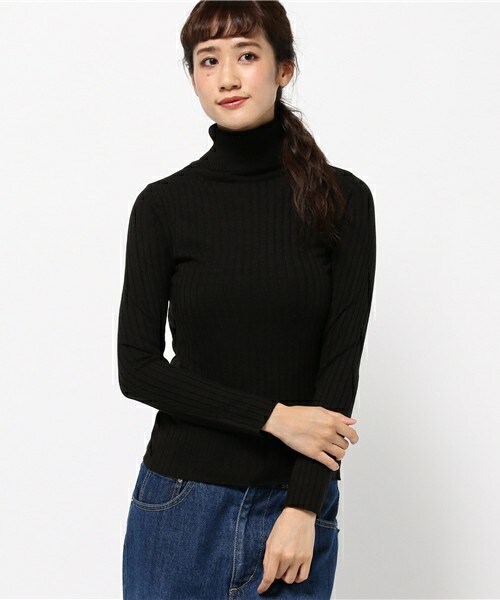 INTERPLANET（インタープラネット）の「ソリストヒート太リブタートル（ニット/セーター・レディース・オフホワイト/ブラック/グレー/キャメル/ワイン・FREE）」の2枚目の写真